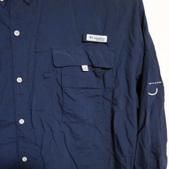 Columbia Shirt Mens 4XT Long Sleeve Button PFG Omni Shade Vented Fishing Blue - Picture 4 of 9